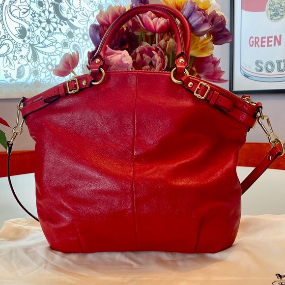 2011 Coach Red Leather Lindsey Satchel - Picture 2 of 8